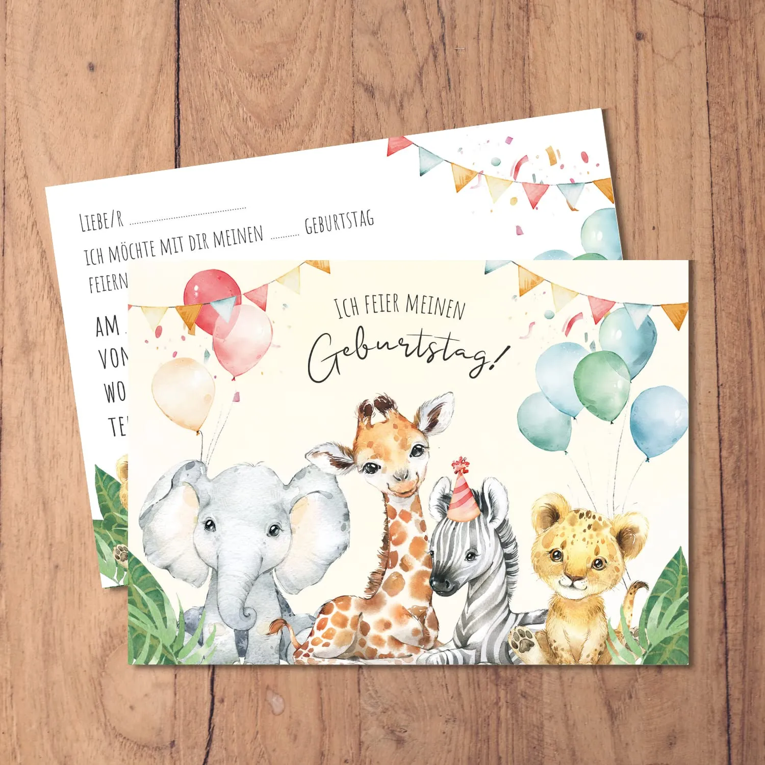 MeinBaby123 Safari Tiere Einladungskarten Kindergeburtstag 10er