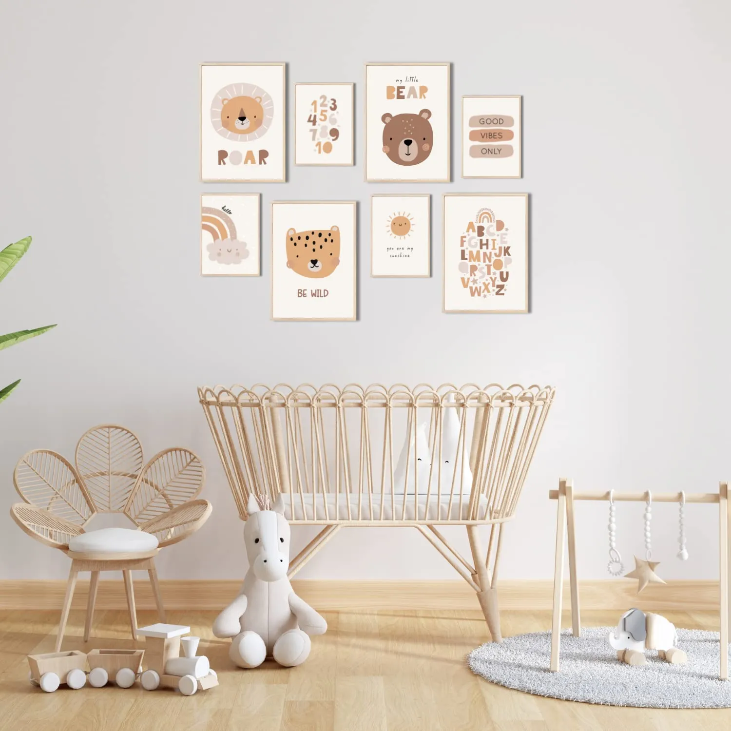 MeinBaby123 Kinderzimmerposter 8er Set A4 Süße Tiere