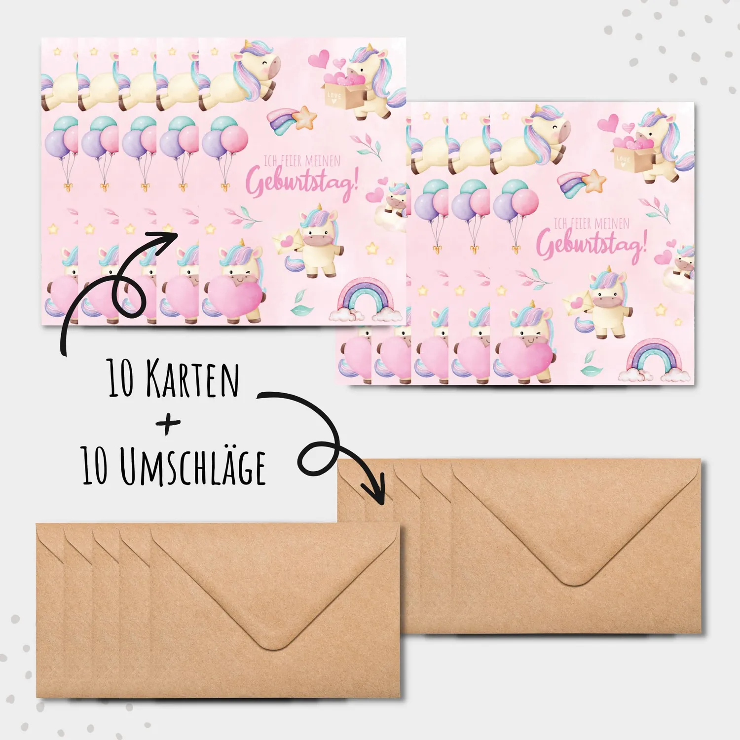 MeinBaby123 Einhorn Einladungskarten Kindergeburtstag 10er Umschlag