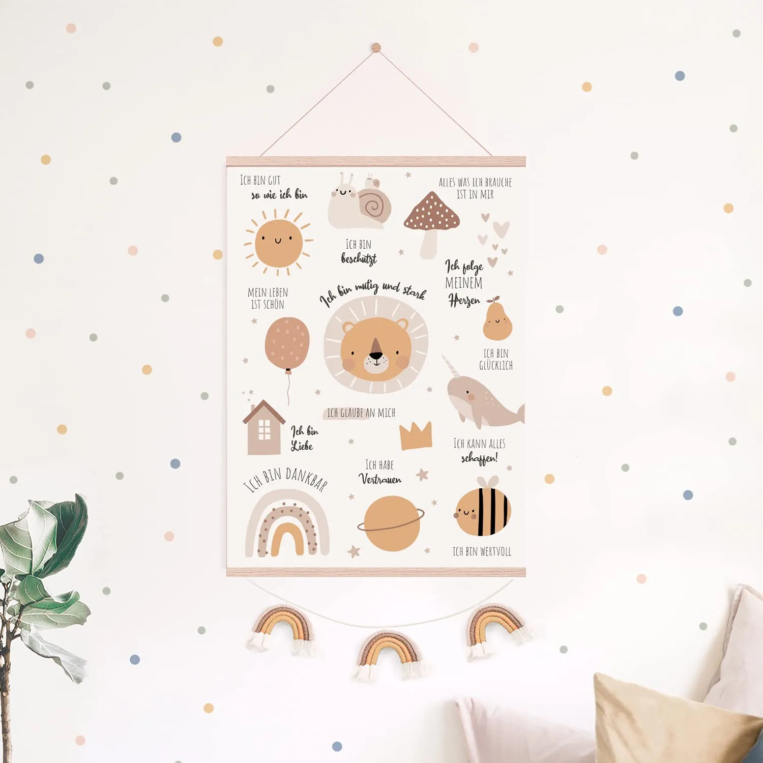 MeinBaby123 Affirmationen Kinderzimmerposter A2 Tiermotive