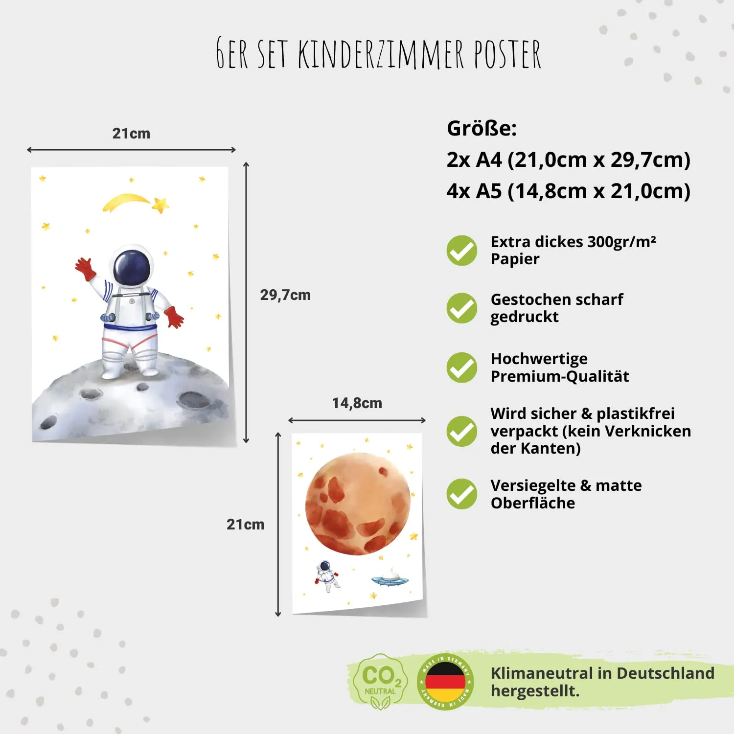MeinBaby123 Astronaut Poster 6er Set A4/A5 matt