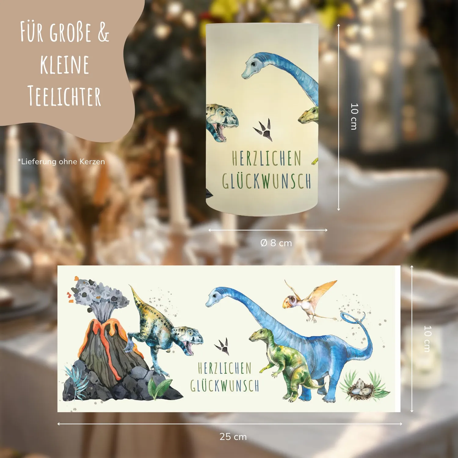MeinBaby123 Dino Windlicht 10er Set Kindergeburtstag