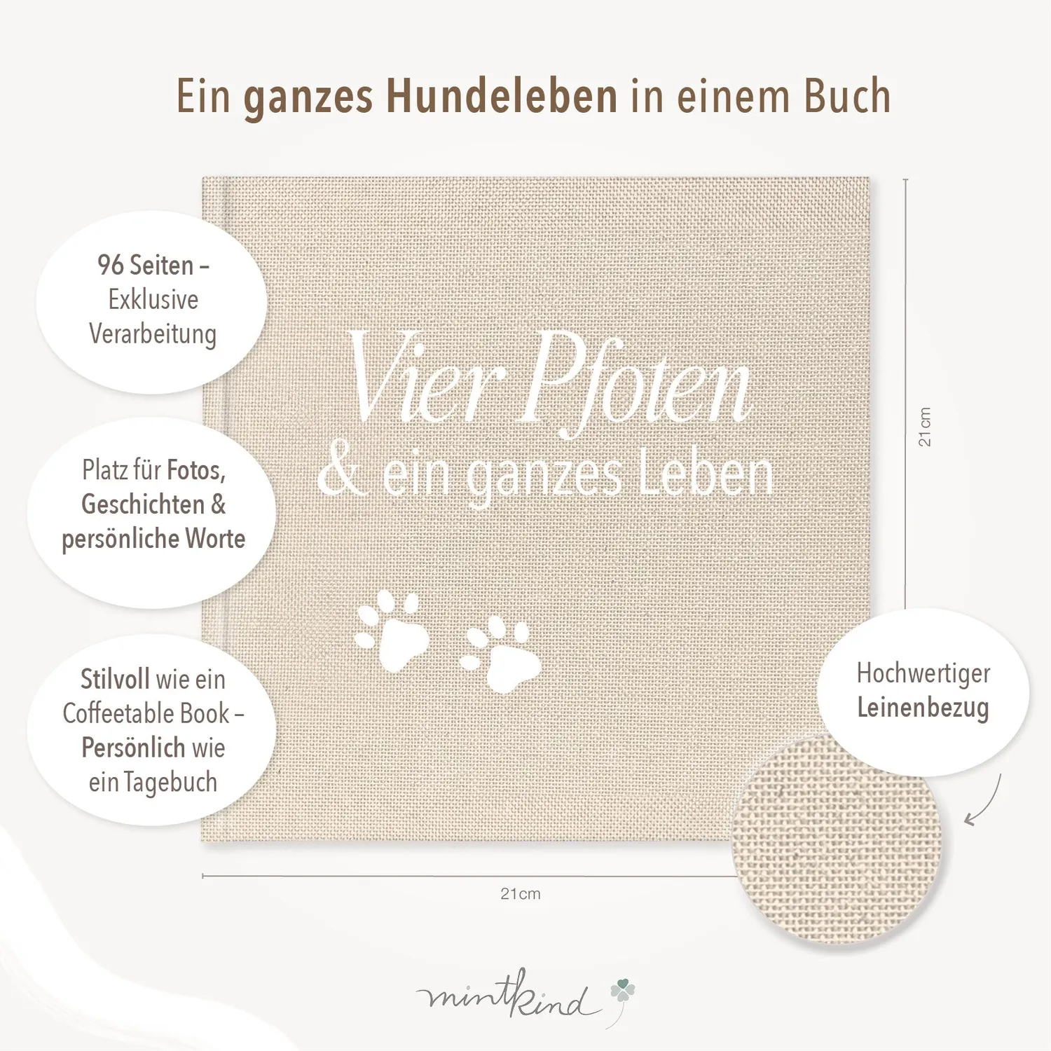 MINTKIND Vier Pfoten Erinnerungsbuch Hund Hardcover
