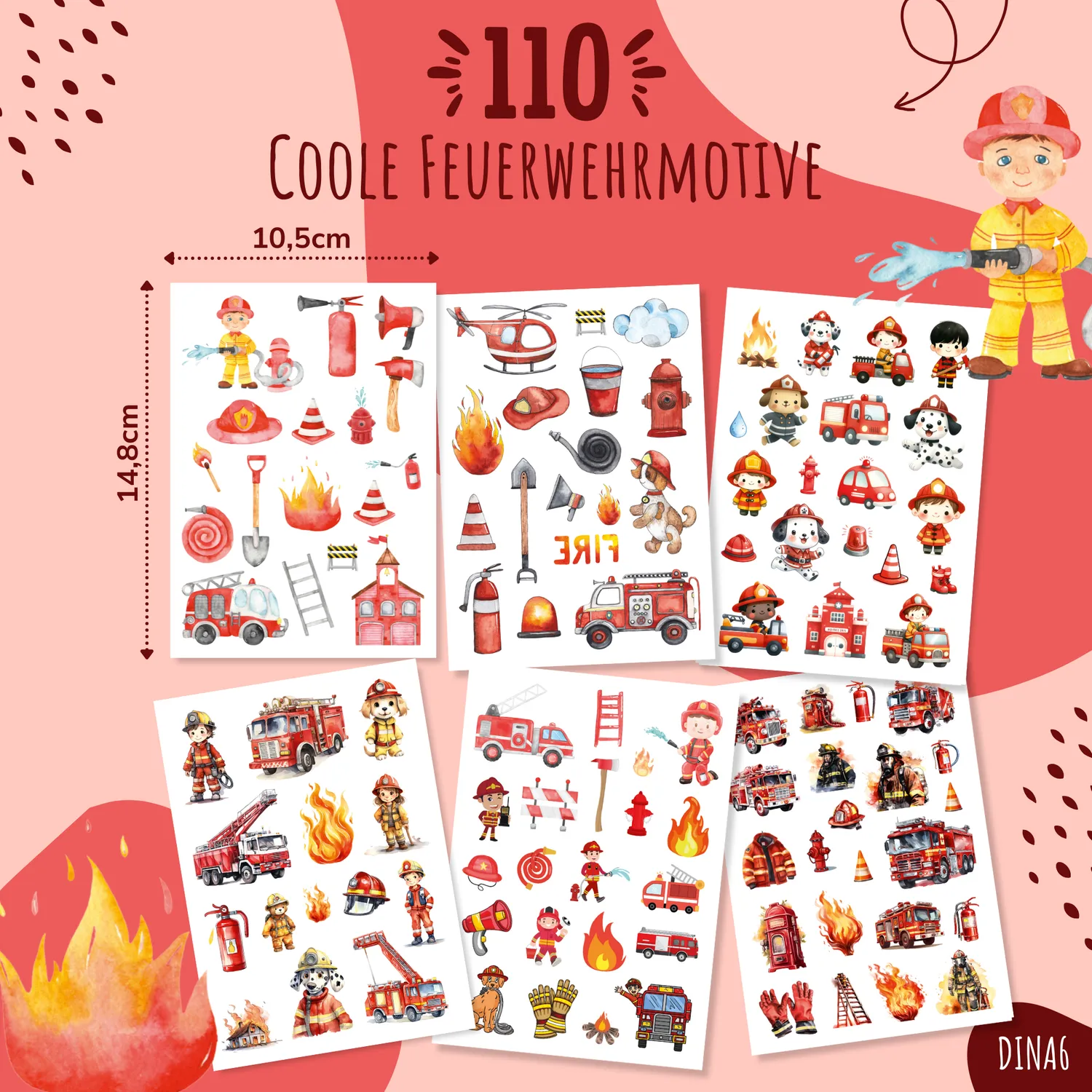 MeinBaby123 Feuerwehr Kindertattoos 110 Stück vegan dermatologisch