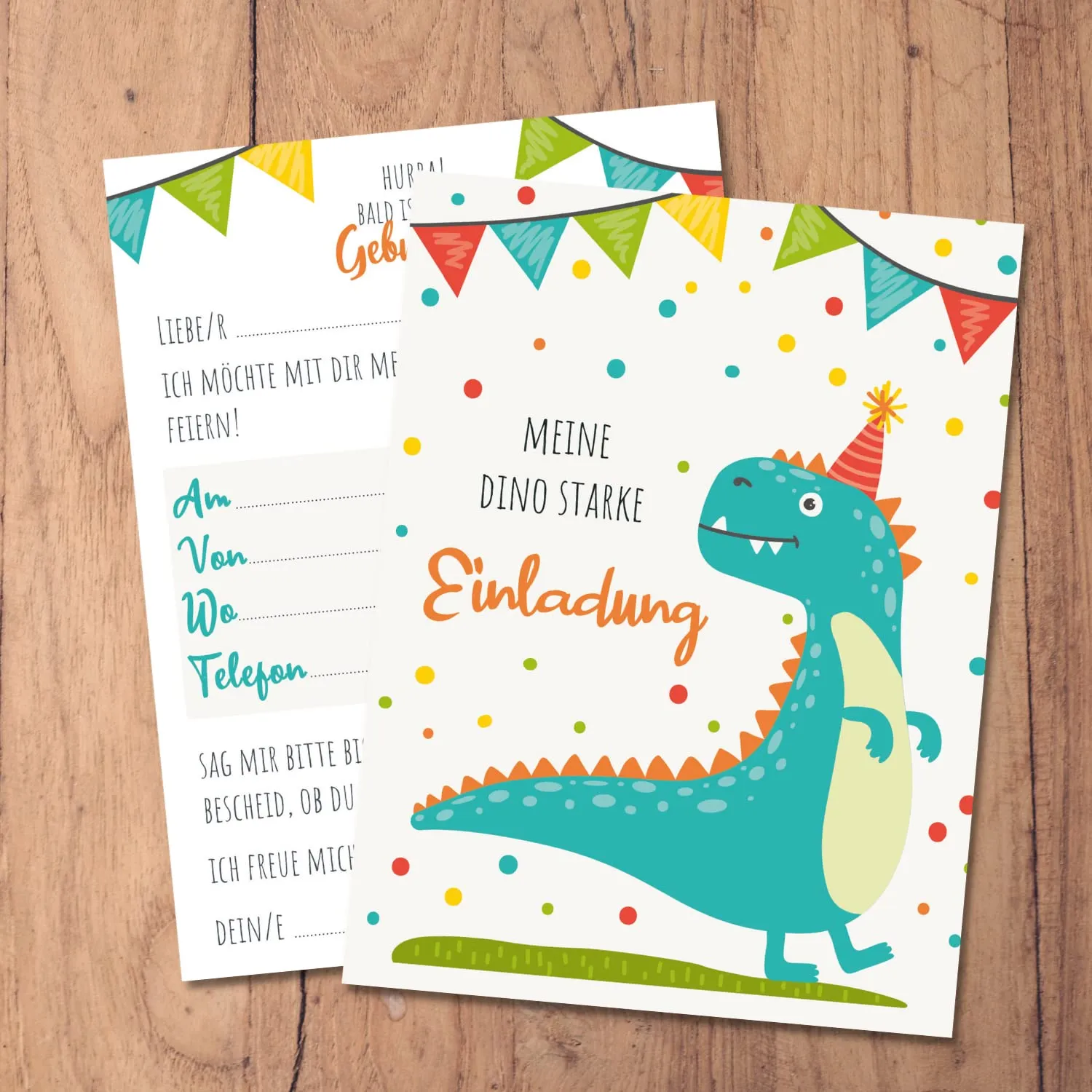 MeinBaby123 Einladungskarten Kindergeburtstag Dino 10er DIN A6