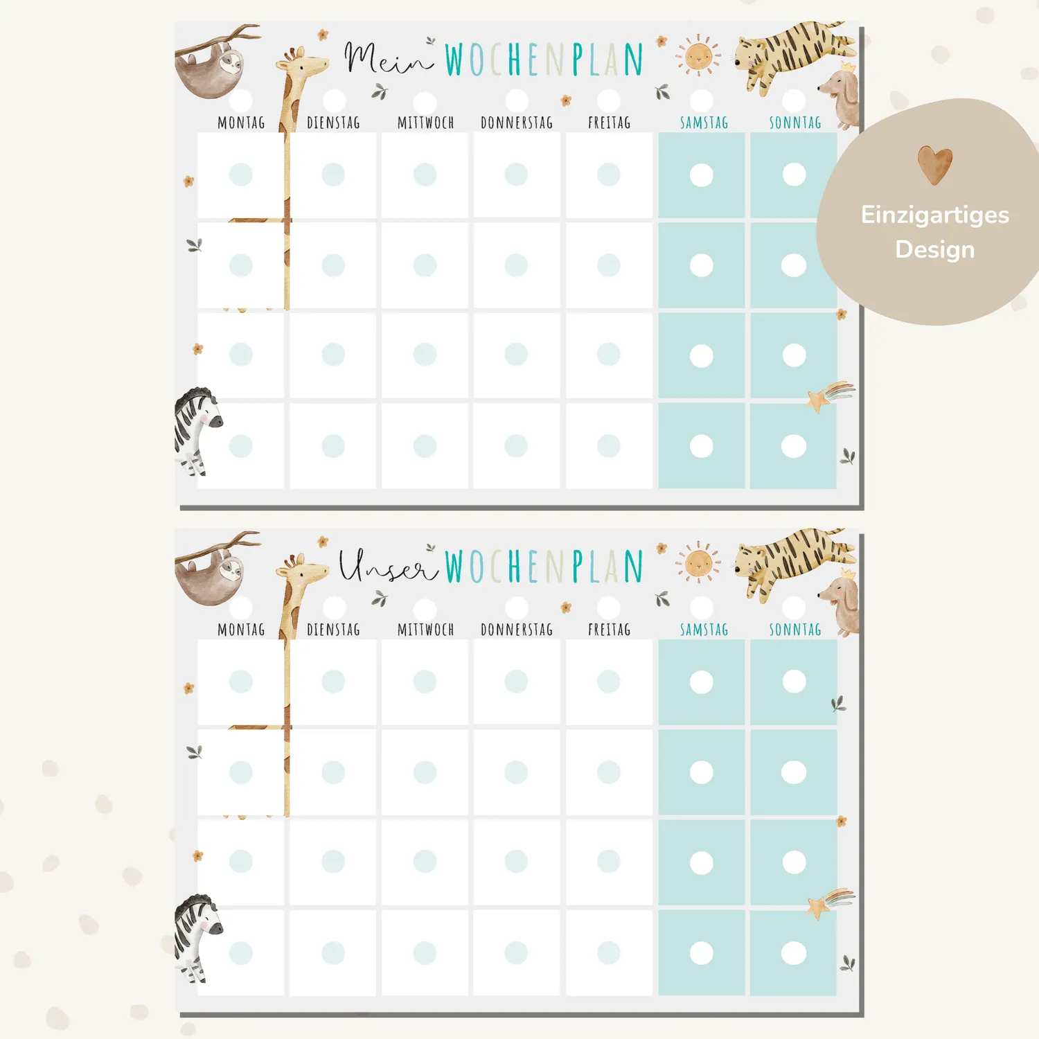MeinBaby123 Montessori Wochenplan Kinder Boho PDF zum Ausdrucken