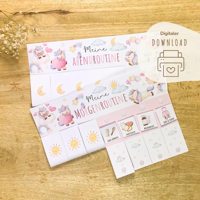 MeinBaby123 Morgen-Abendroutine Einhorn Stundenplan PDF
