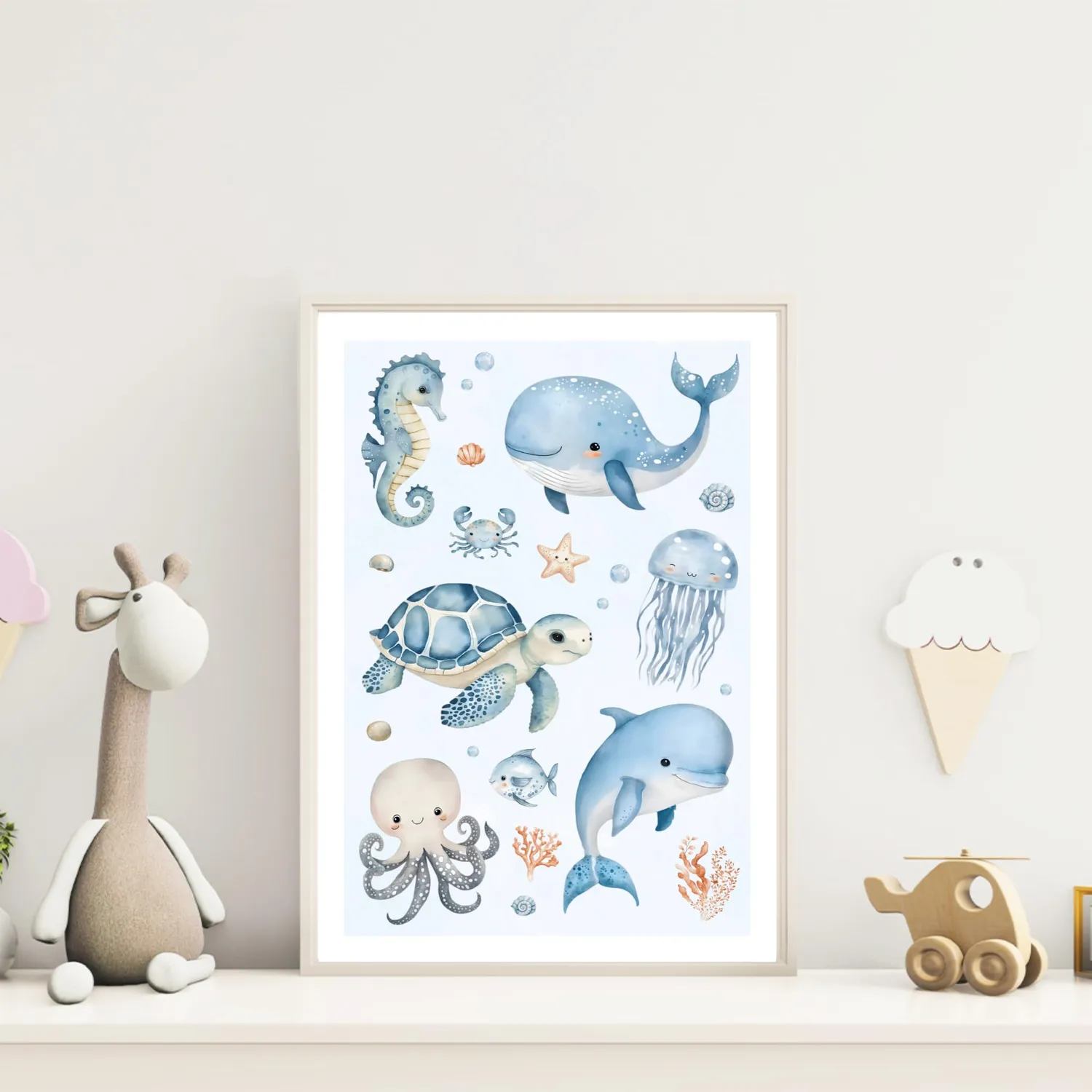 MeinBaby123 Unterwasserwelt Kinderzimmerposter 3er Set A4 matt