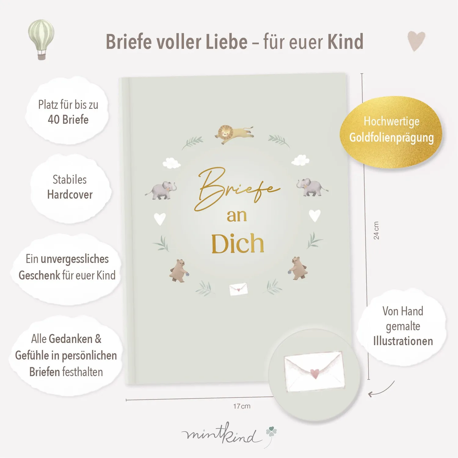 MINTKIND Briefe an Dich Briefbuch Beige gebunden 40 Briefe
