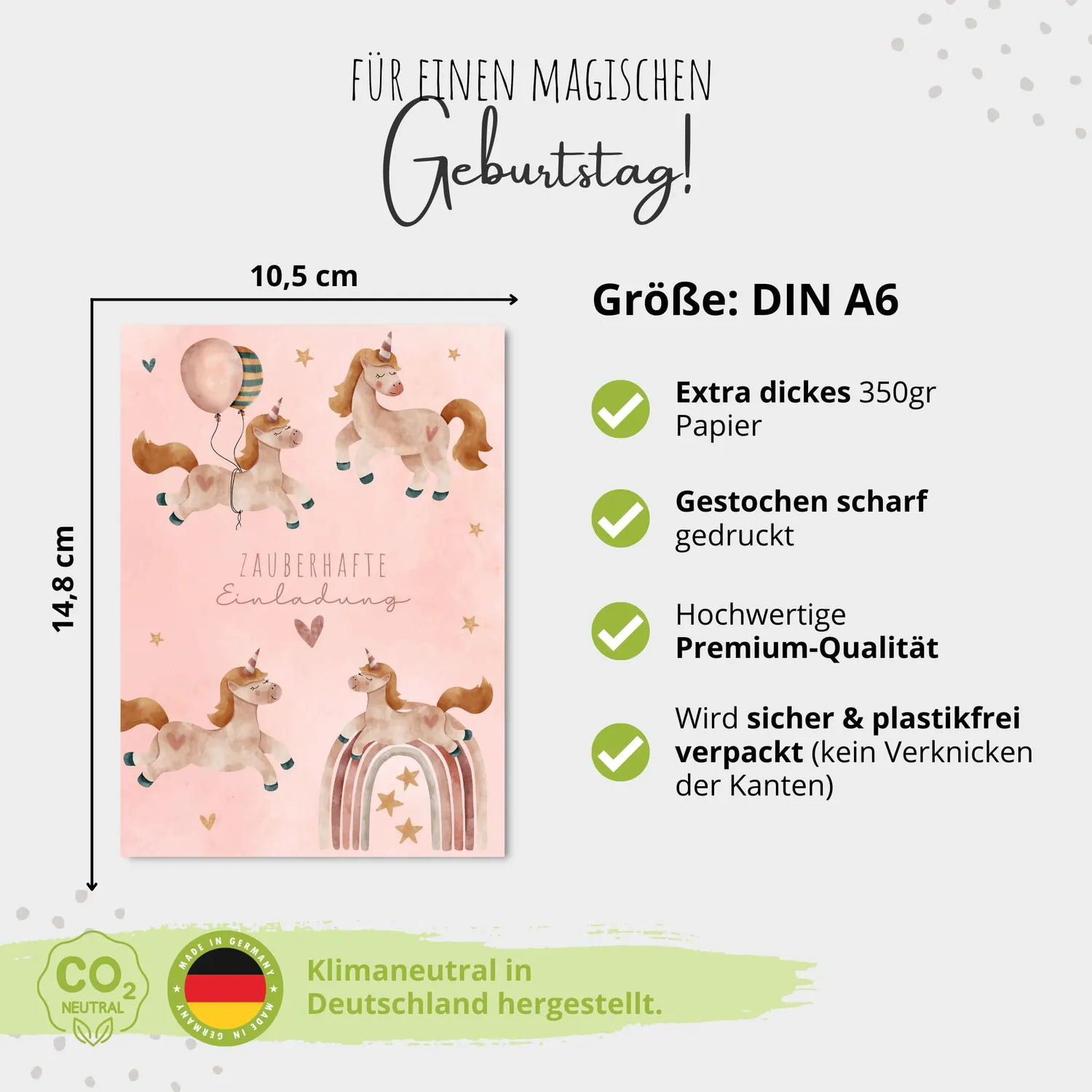 MeinBaby123 Einhorn Einladungskarten Kindergeburtstag 10 Stück Umschläge