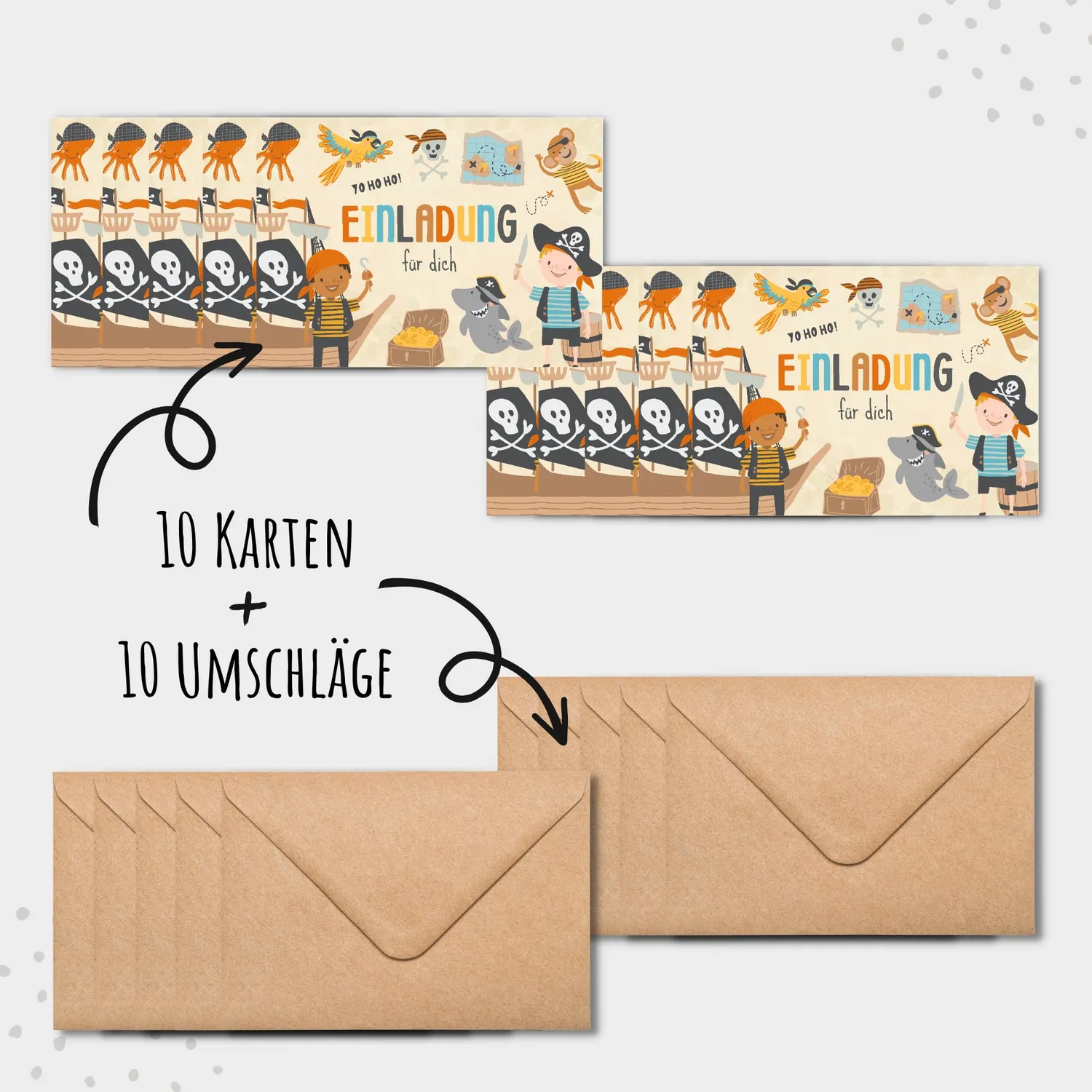 MeinBaby123 Einladungskarten Piraten 10er mit Umschlag