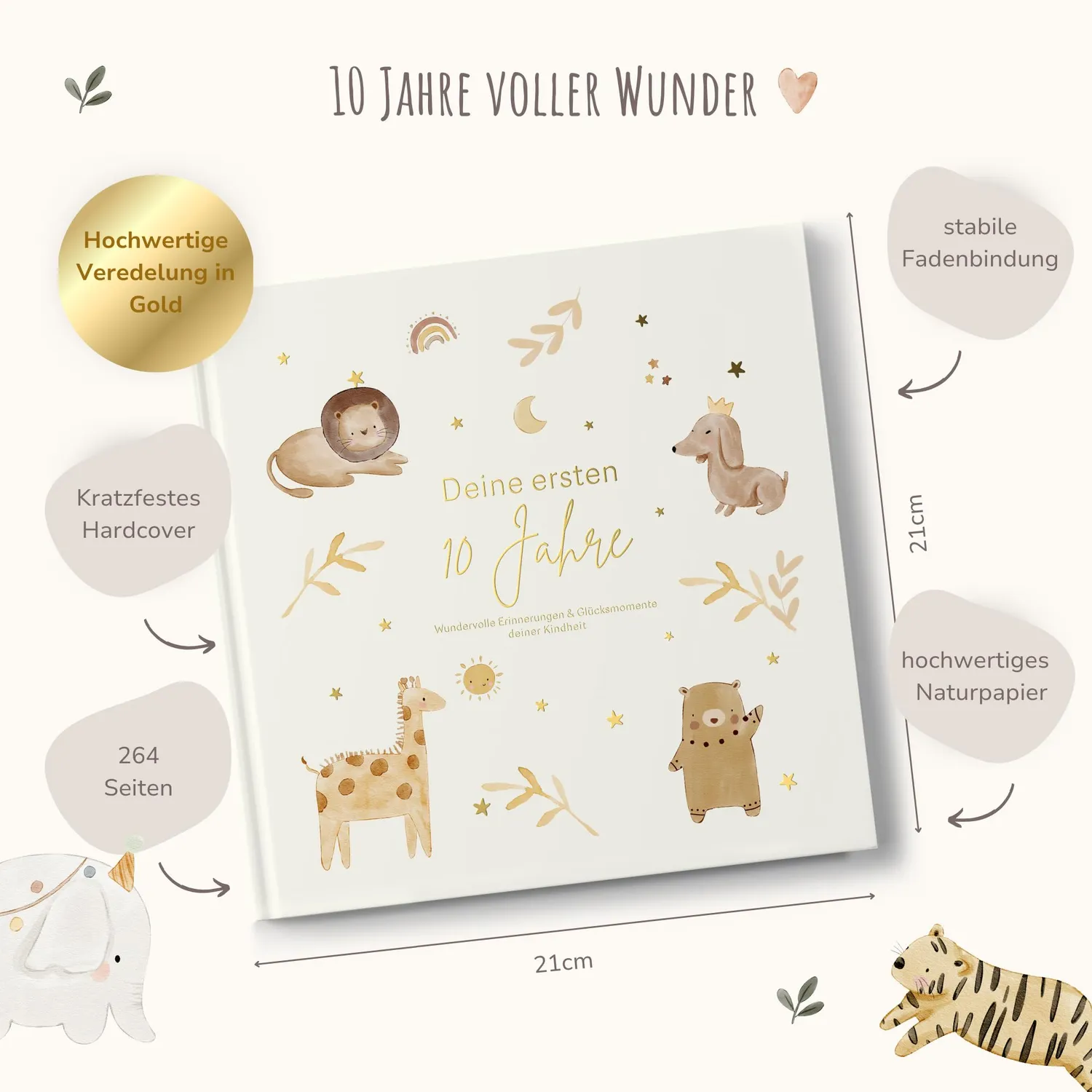 MeinBaby123 Deine ersten 10 Jahre Erinnerungsalbum Naturpapier