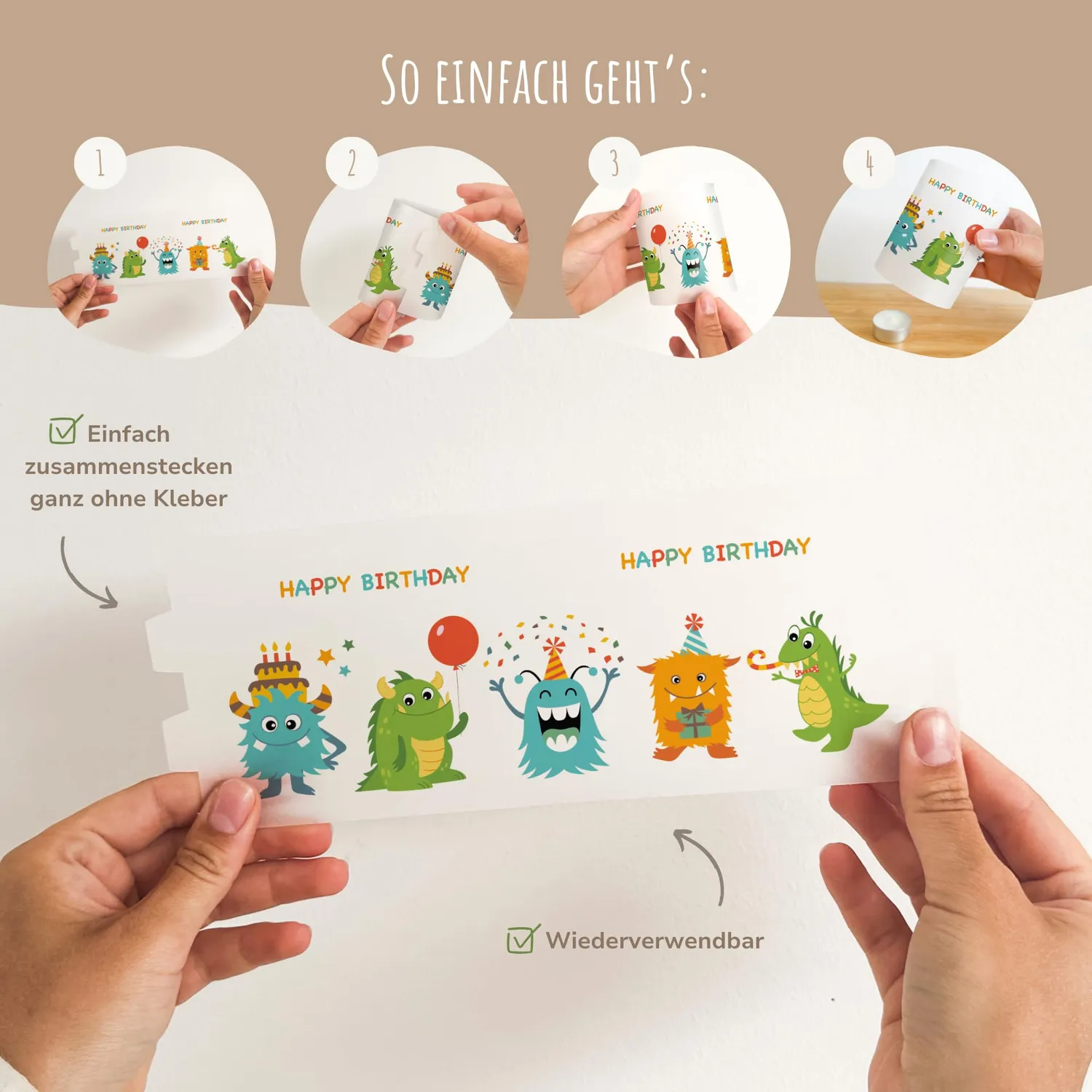 MeinBaby123 Monster Windlicht Tischdeko 10 Stück