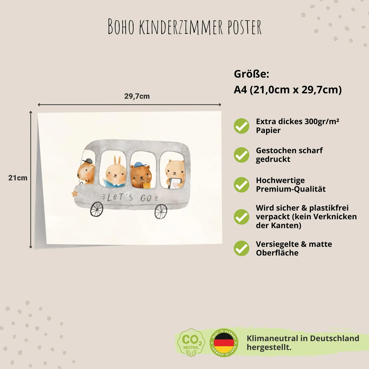 MeinBaby123 Kinderzimmerposter A4 Boho Süße Freunde