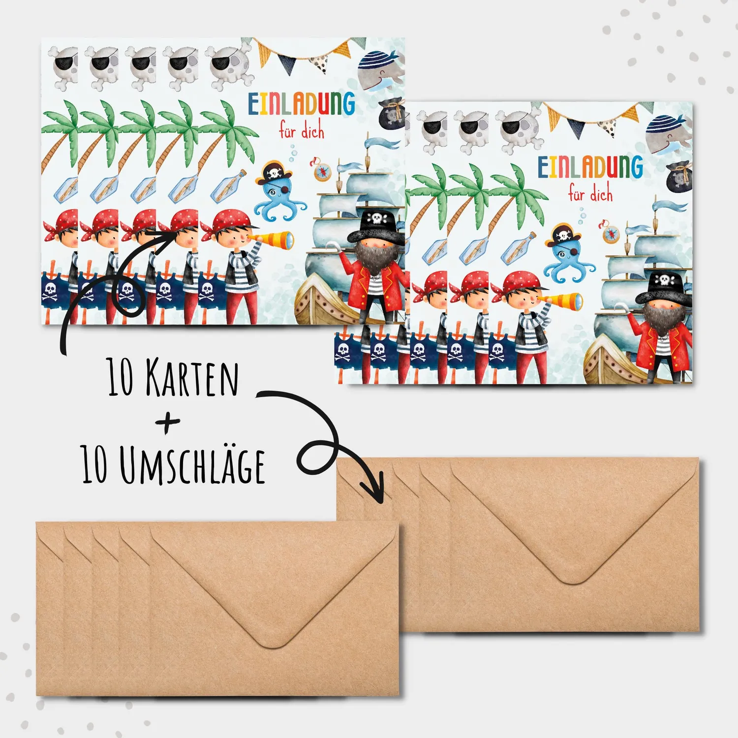MeinBaby123 Einladungskarten Kindergeburtstag Piraten 10er