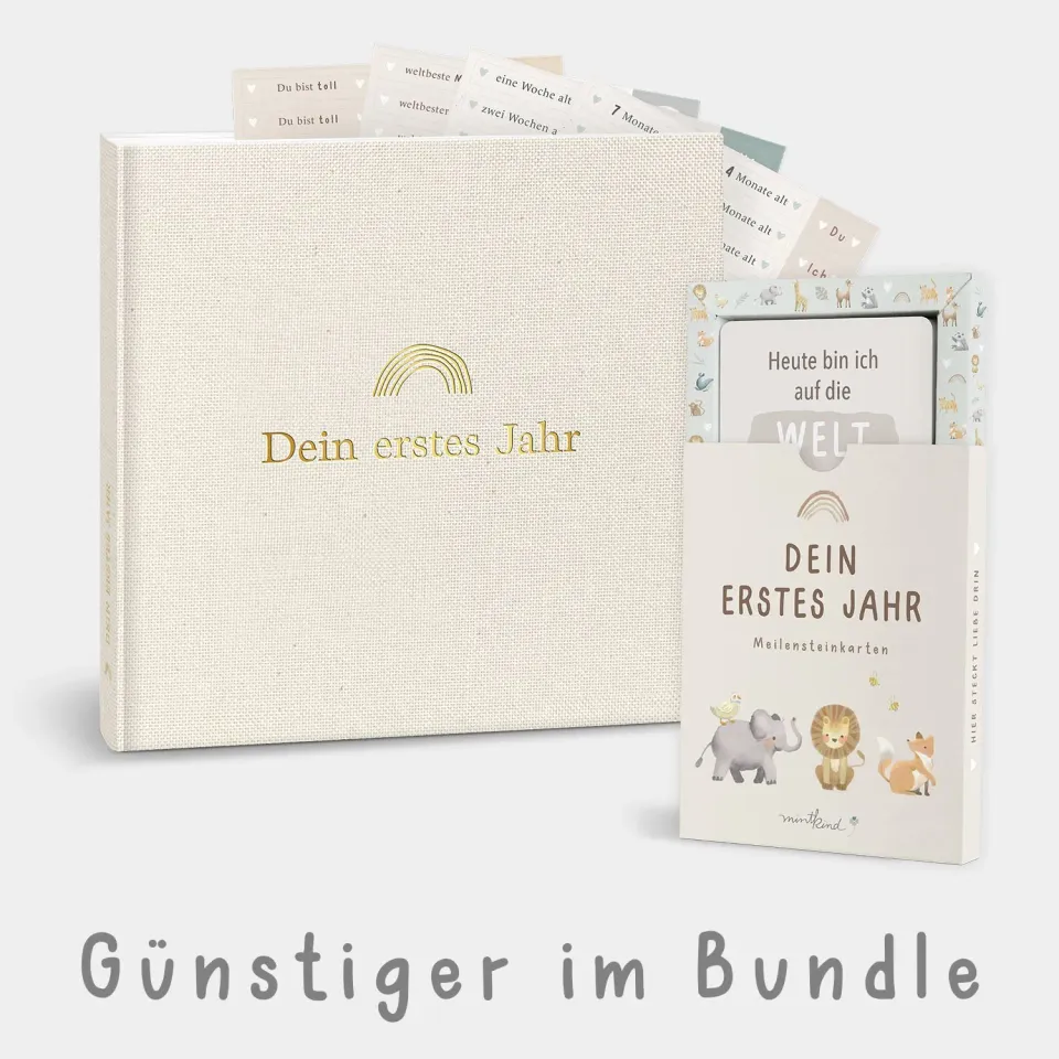 MINTKIND Hello Baby Bundle Set Babytagebuch beige
