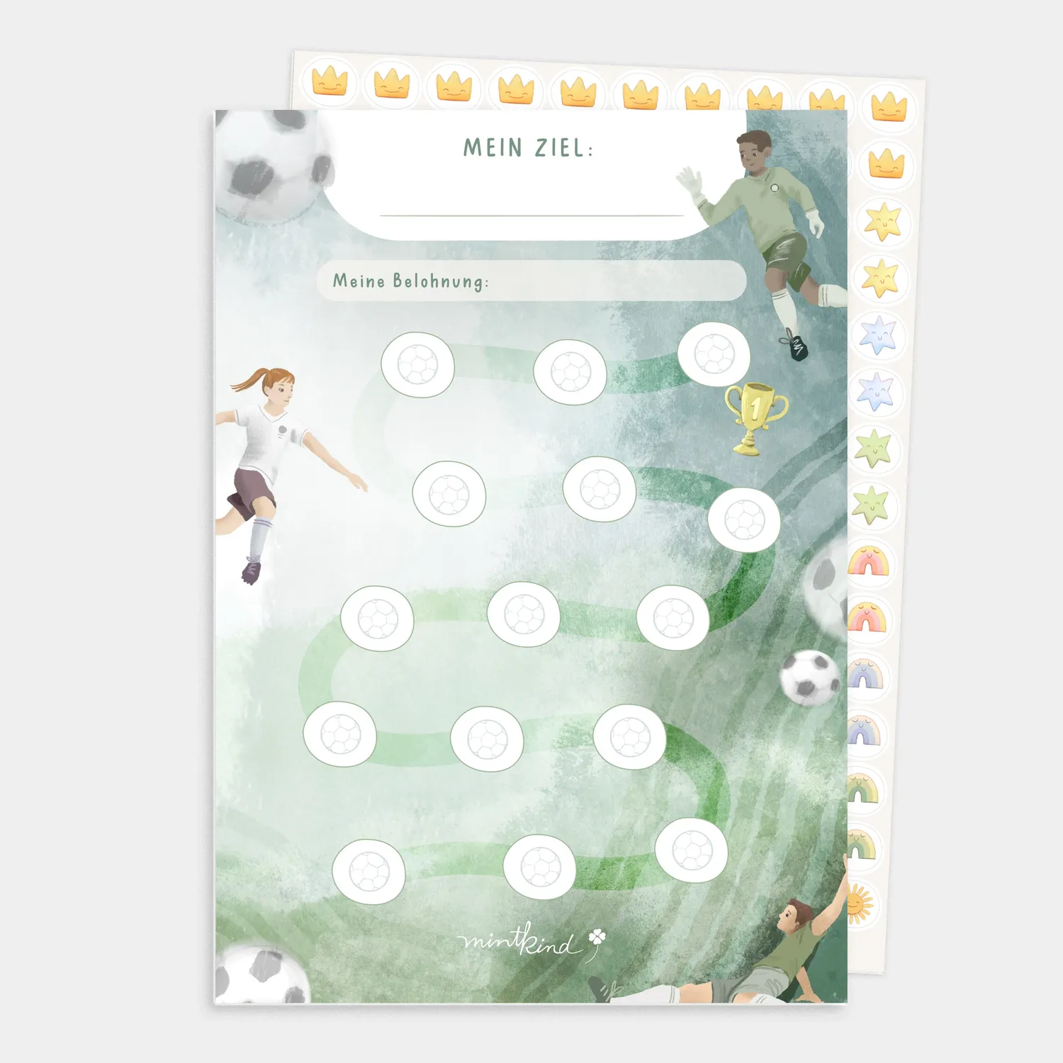 MINTKIND Belohnungsblock Weltraum Stickerplan DIN A4 150 Sticker