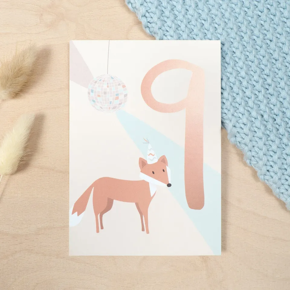 MINTKIND Geburtstagskarte 9 Fuchs zum 9. Geburtstag