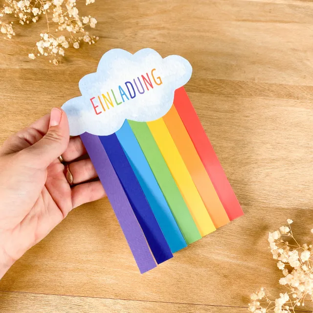 MeinBaby123 Einladungen Selberbasteln 10 Stk Regenbogen