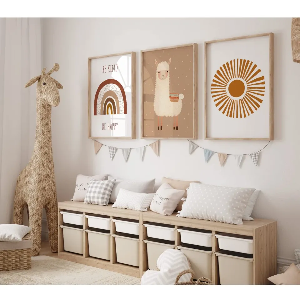 MeinBaby123 Alpaka & Sonne Poster 3er Set A2 Boho
