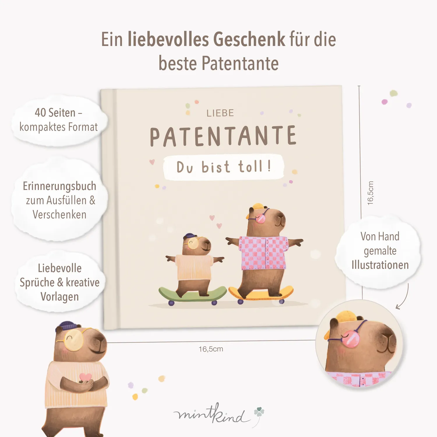 MINTKIND Geschenkbuch Liebe Patentante Du bist toll gebunden