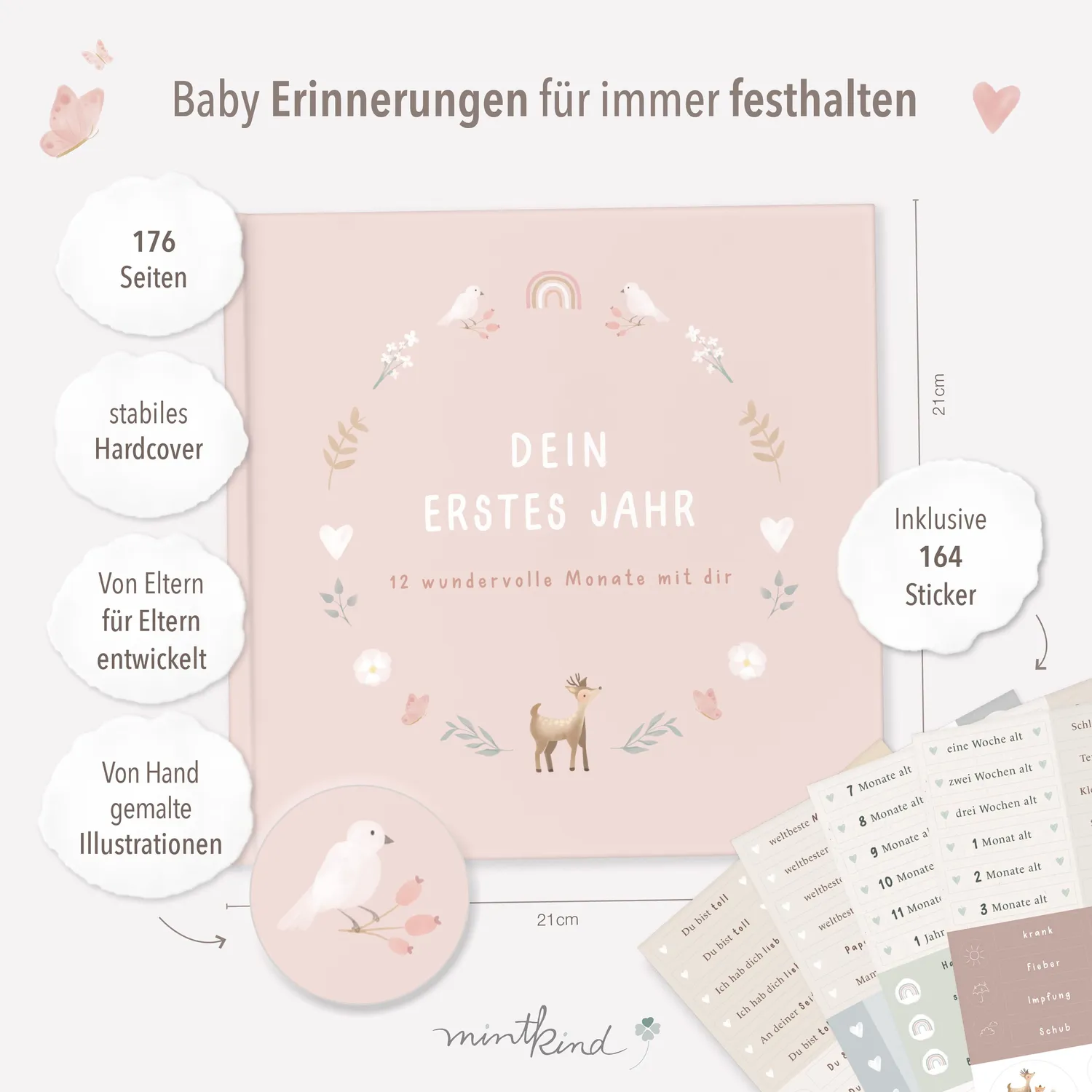 MINTKIND Mein erstes Lebensjahr Babytagebuch 176 Seiten