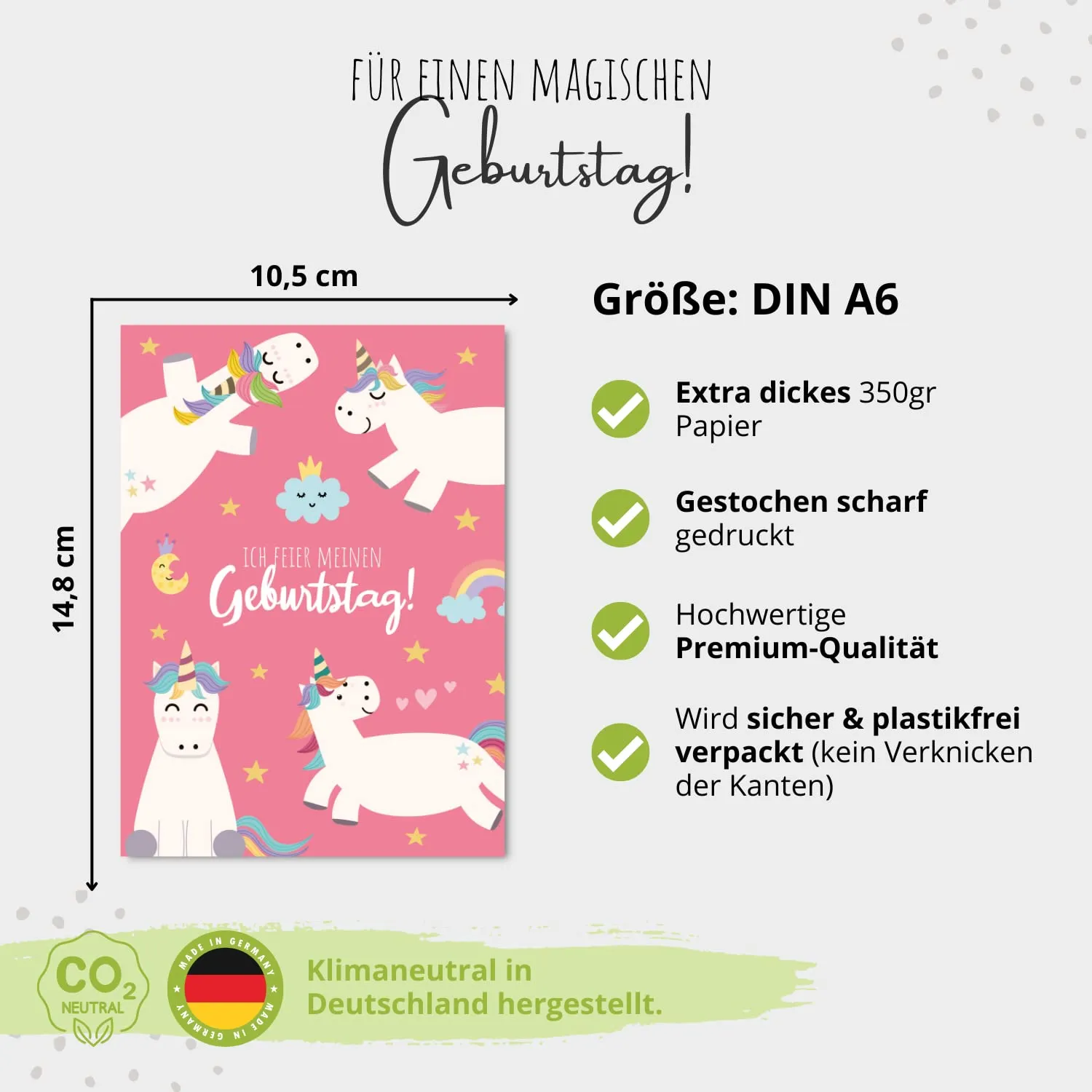 MeinBaby123 Einladungskarten Einhorn 10er Set A6