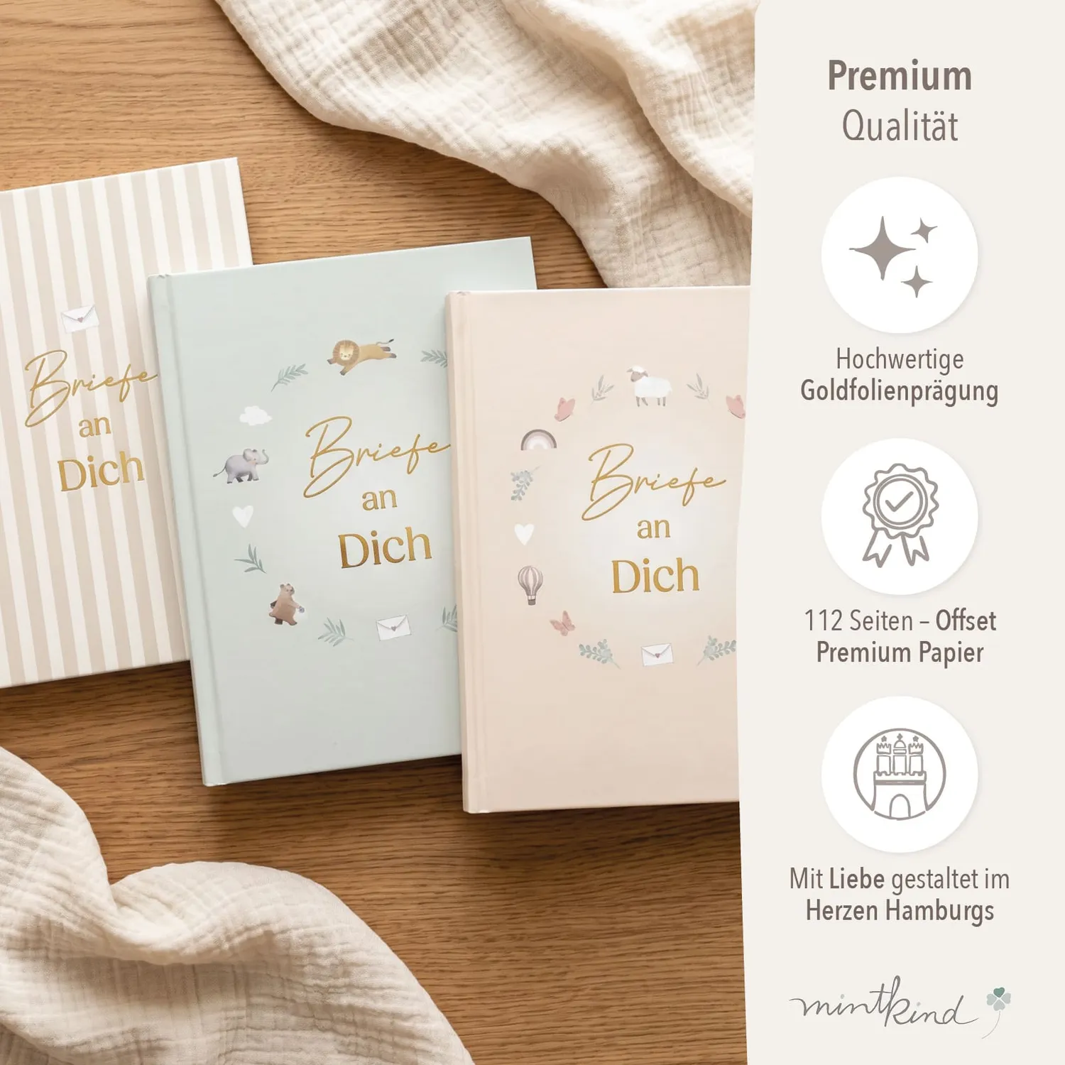 MINTKIND Briefe an Dich Briefbuch Beige gebunden 40 Briefe