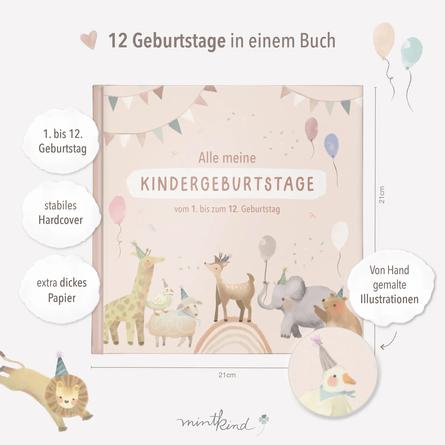 MINTKIND Alle meine Kindergeburtstage Erinnerungsalbum Beige 1-12