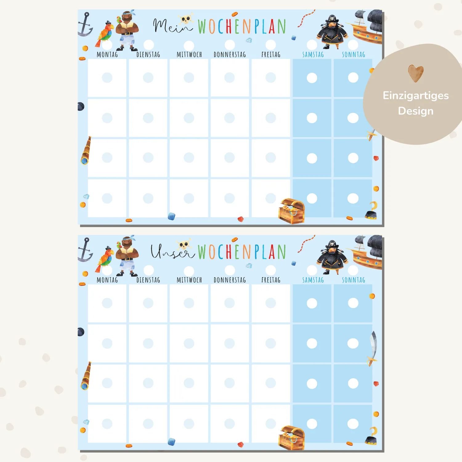 MeinBaby123 Wochenplan Kinder Piraten Montessori PDF Ausdruck
