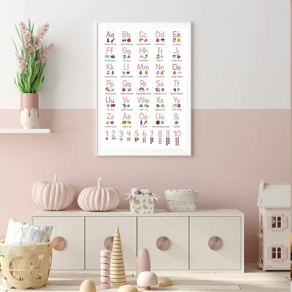 MeinBaby123 Grundschrift Lernposter rosa-weiß A2 matt