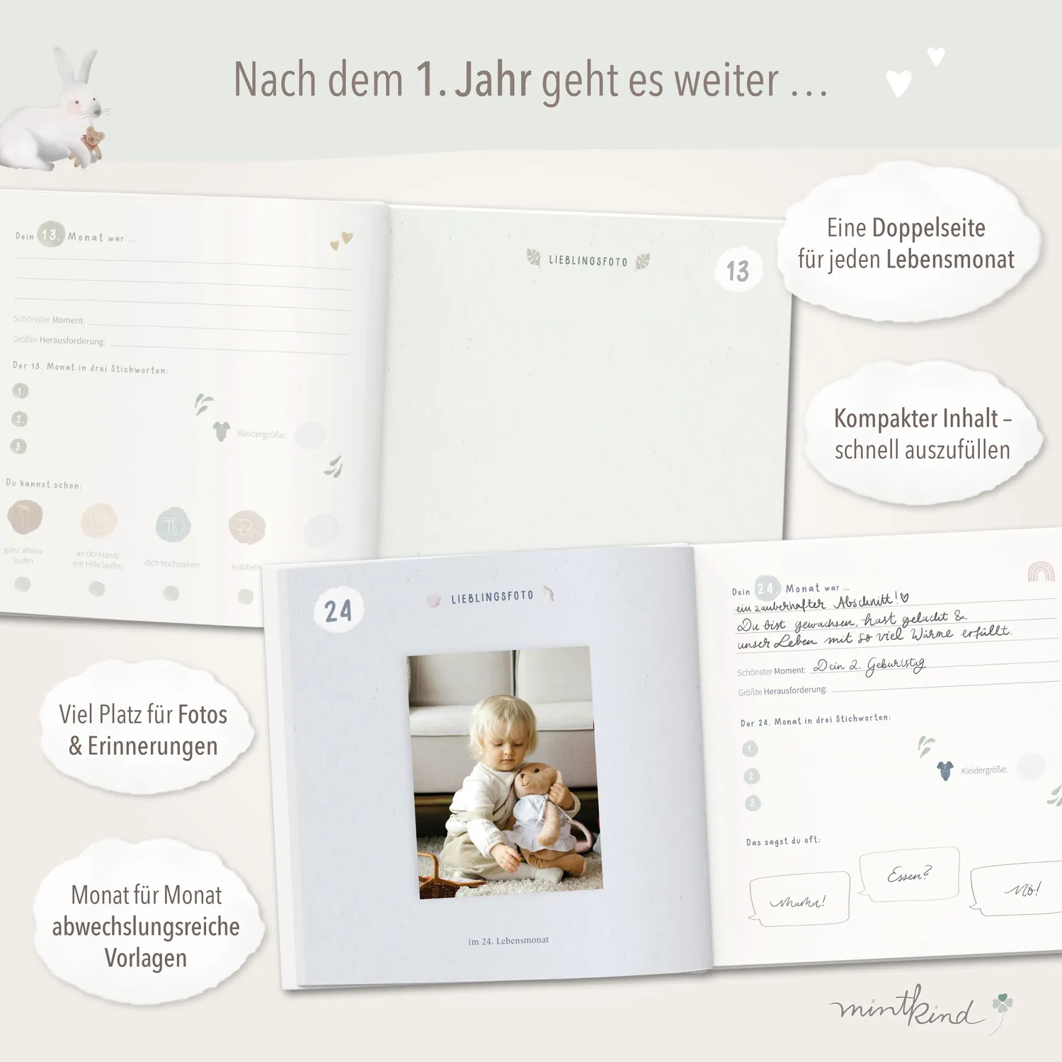 MINTKIND Babytagebuch Dein zweites Lebensjahr Beige