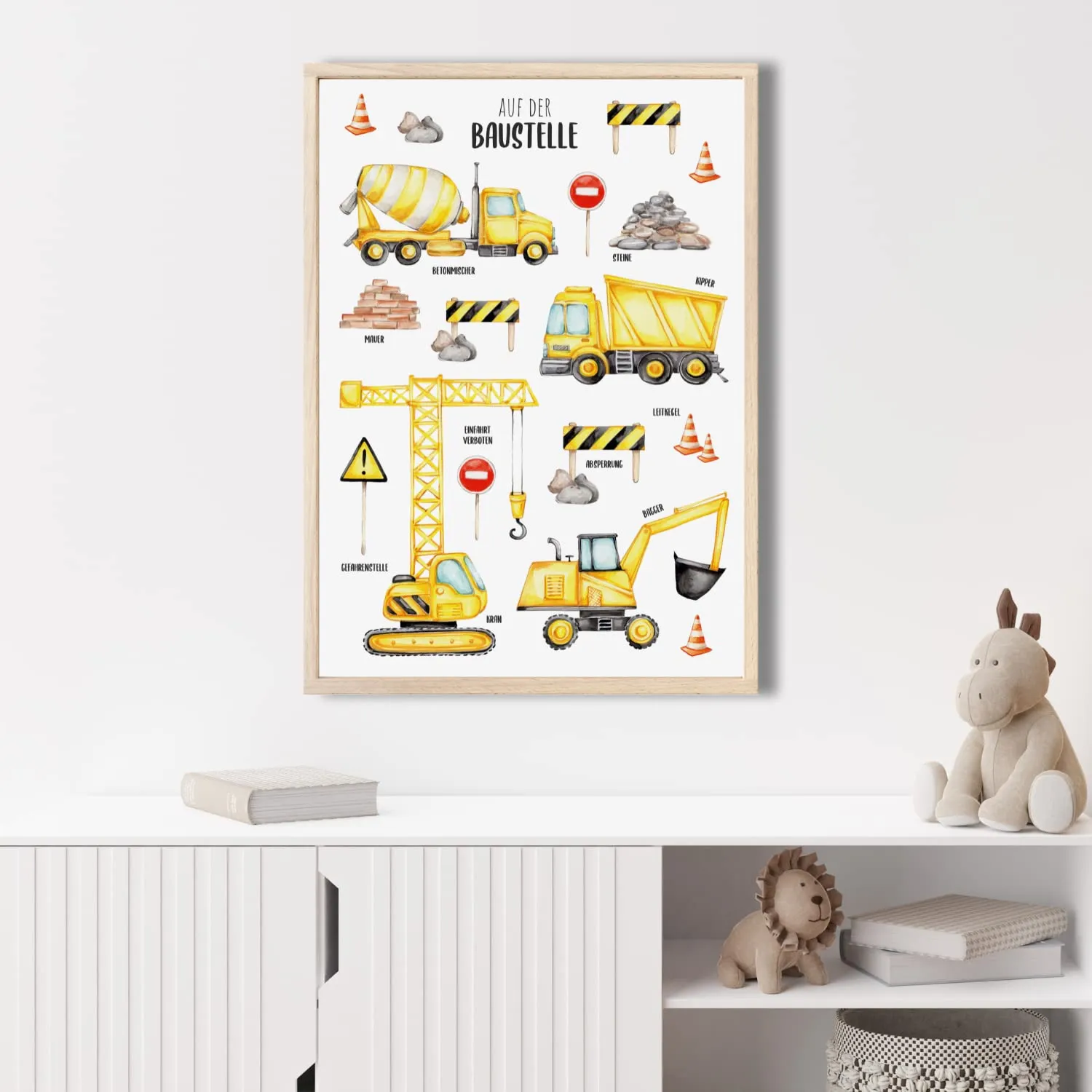 MeinBaby123 Kinderzimmerposter Bagger Poster A2 Baufahrzeuge