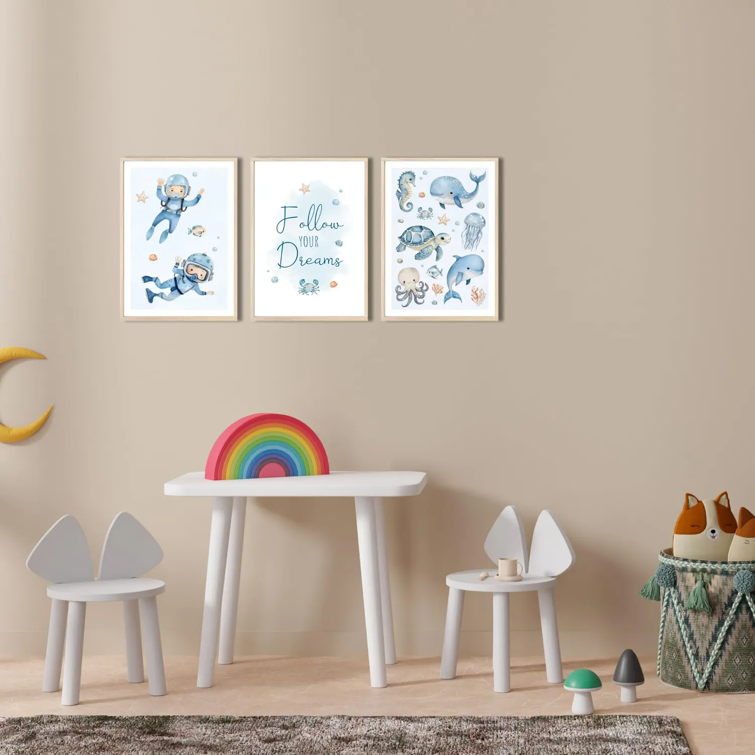 MeinBaby123 Unterwasserwelt Kinderzimmerposter 3er Set A4 matt