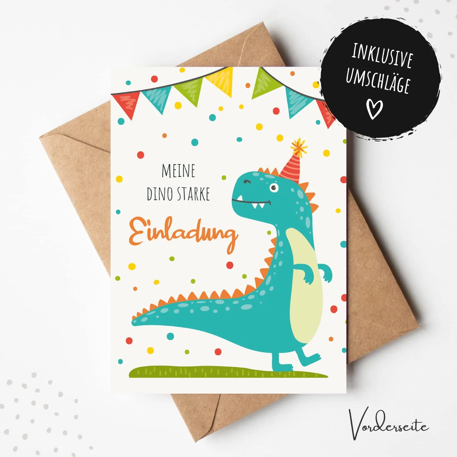 MeinBaby123 Einladungskarten Kindergeburtstag Dino 10er DIN A6