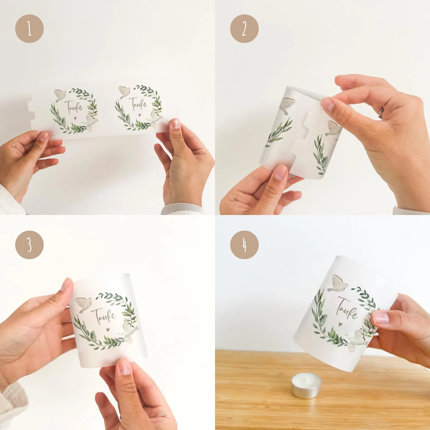 MeinBaby123 Tauben Windlicht Taufe Tischdeko 10er transparent