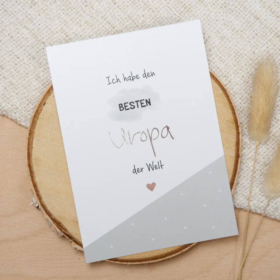 MINTKIND Bester Uropa Postkarte Silber DIN A6