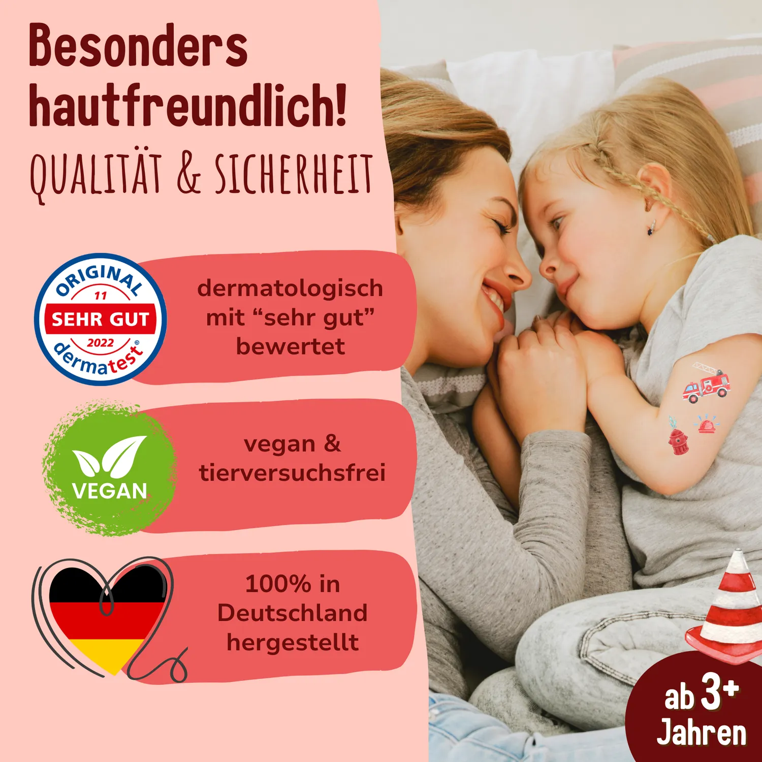 MeinBaby123 Feuerwehr Kindertattoos 110 Stück vegan dermatologisch