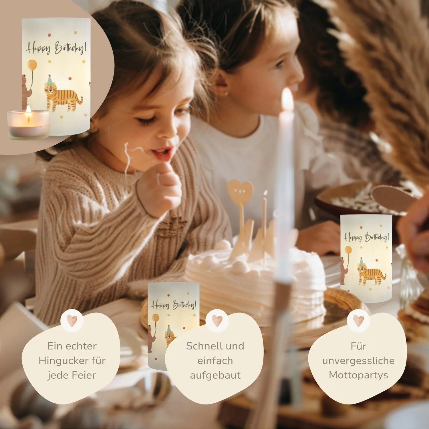 MeinBaby123 Windlicht Tischdeko Kindergeburtstag Tiere 10 Stück