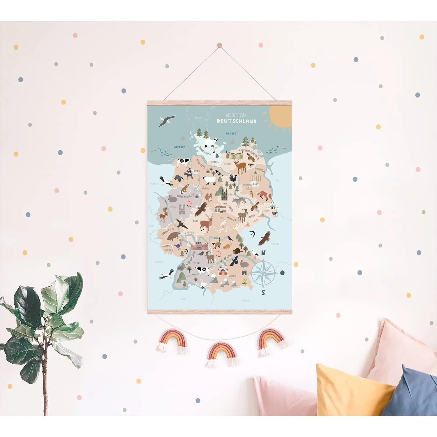 MeinBaby123 Deutschlandkarte Lernposter A2 300g Premiumpapier