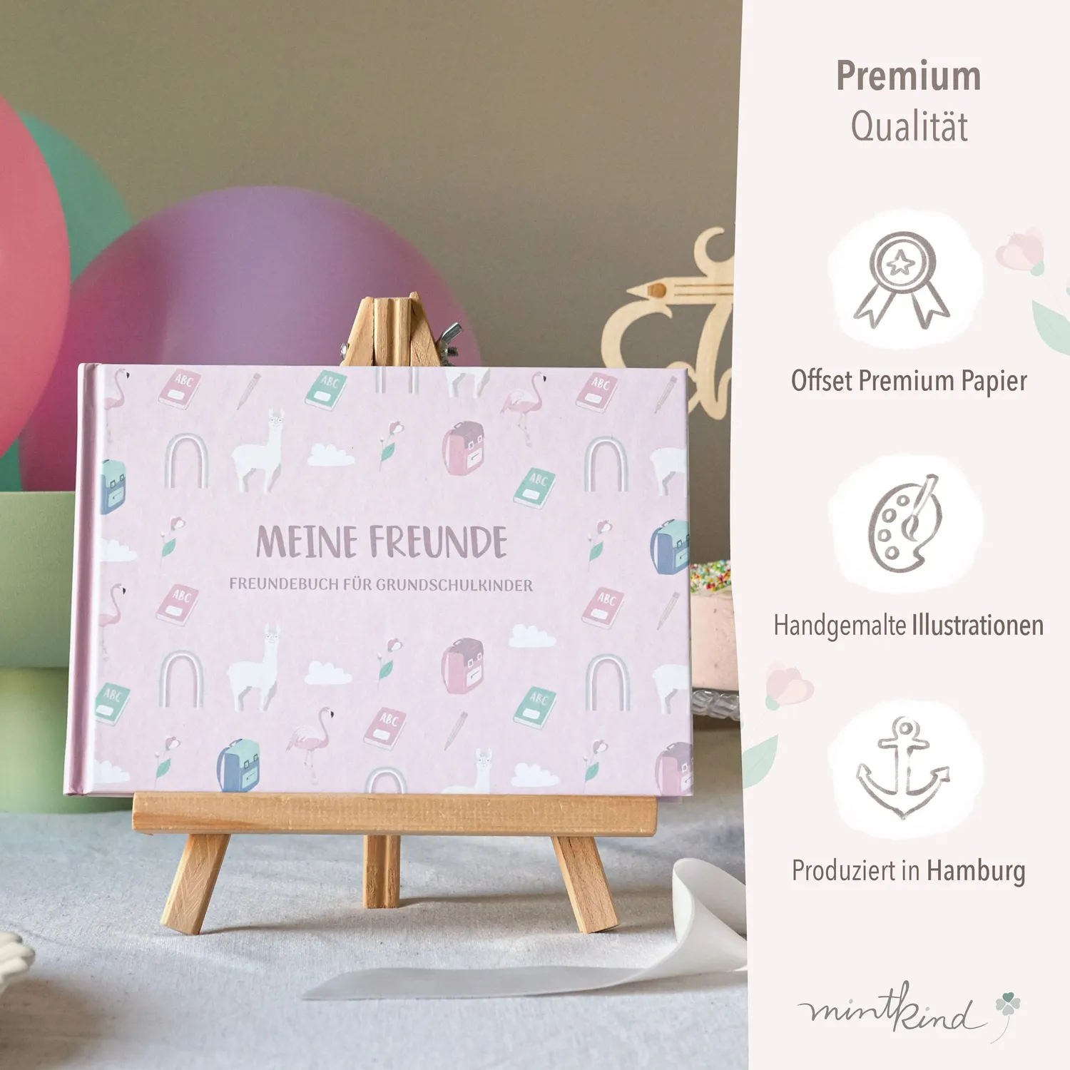 MINTKIND Meine Schulfreunde Freundebuch Rosa Grundschule