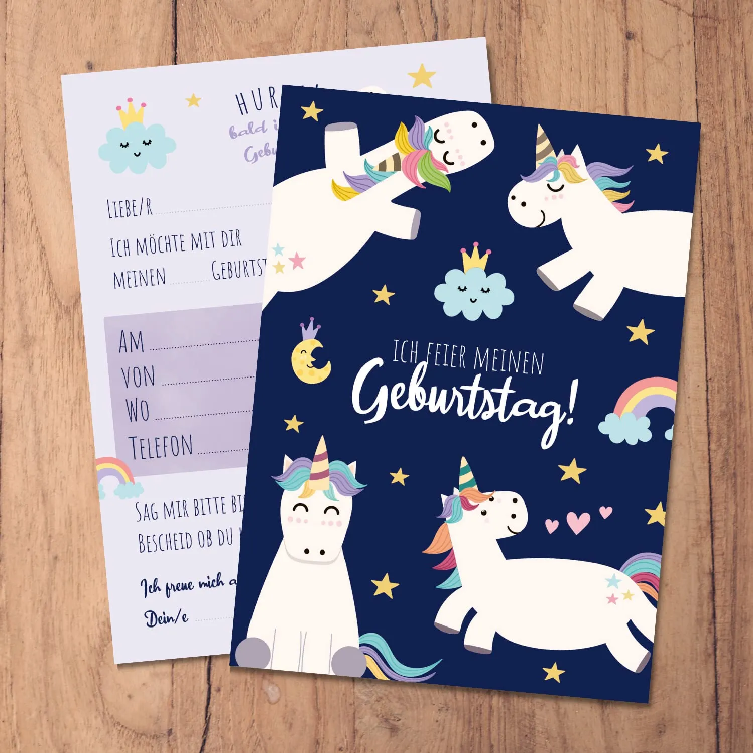 MeinBaby123 Einladungskarten Kindergeburtstag Einhorn 10er Set