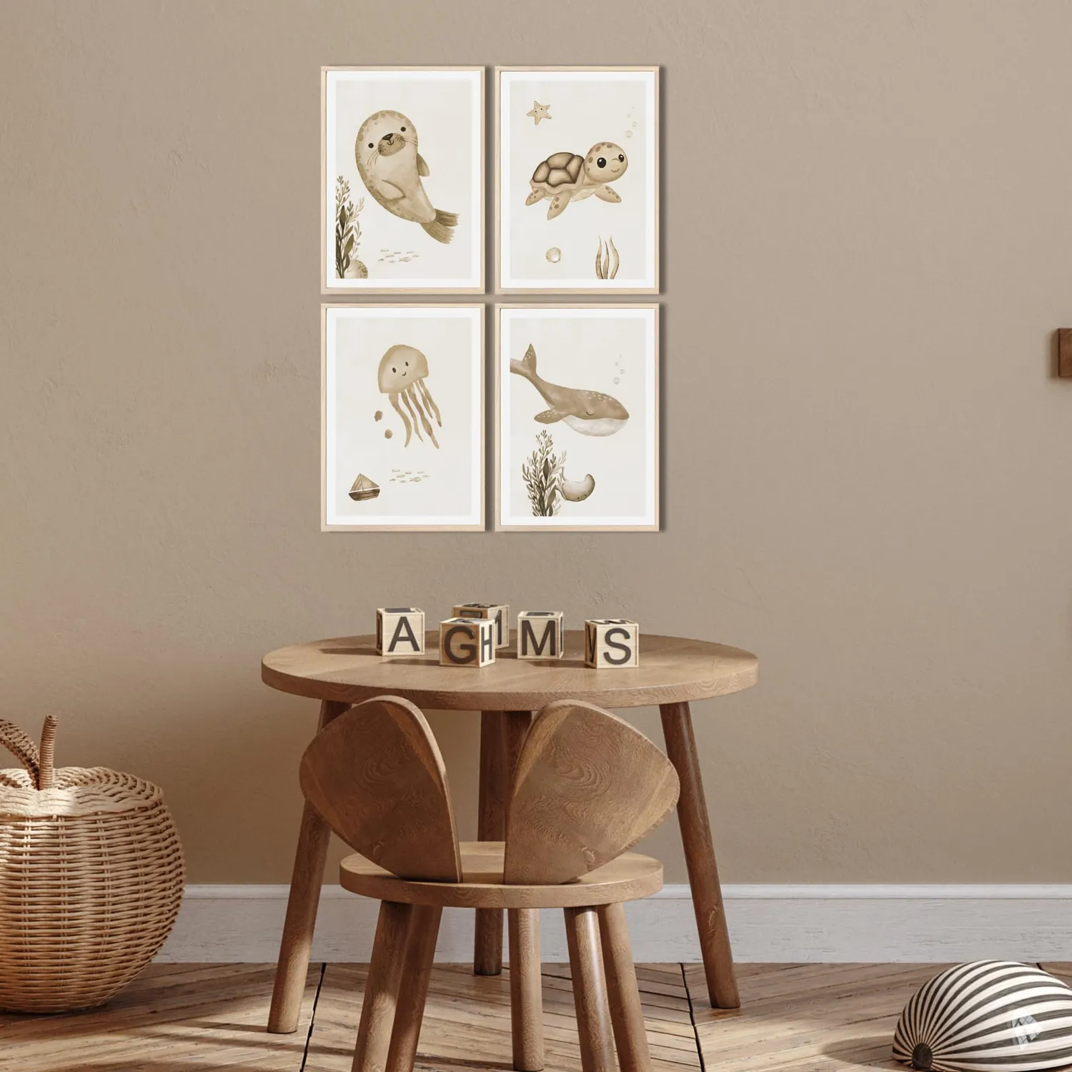 MeinBaby123 Unterwasserwelt Kinderzimmerposter 4er Set A4