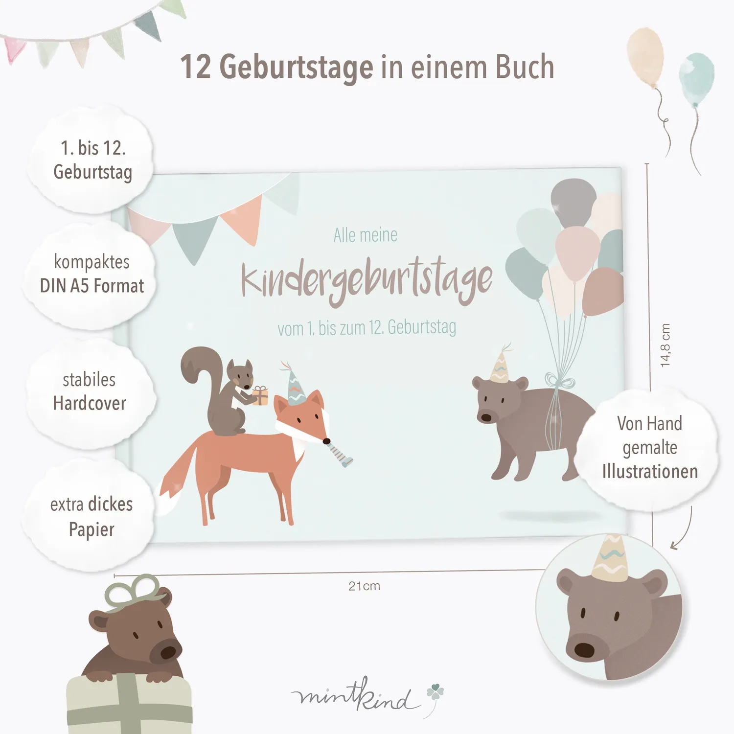 MINTKIND Alle meine Kindergeburtstage Erinnerungsalbum Beige 1-12