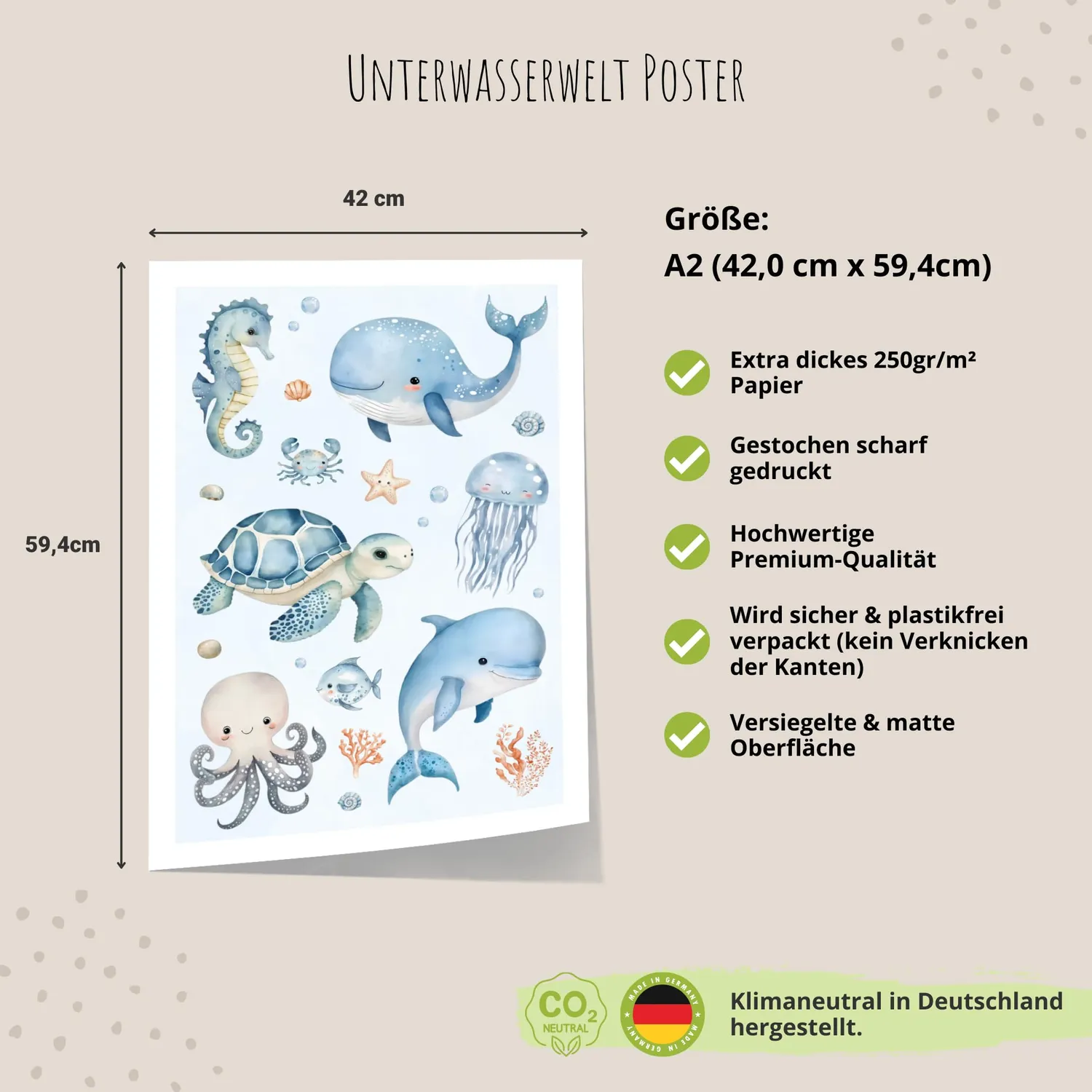 MeinBaby123 Unterwasserwelt Kinderzimmerposter A2 matt 300g