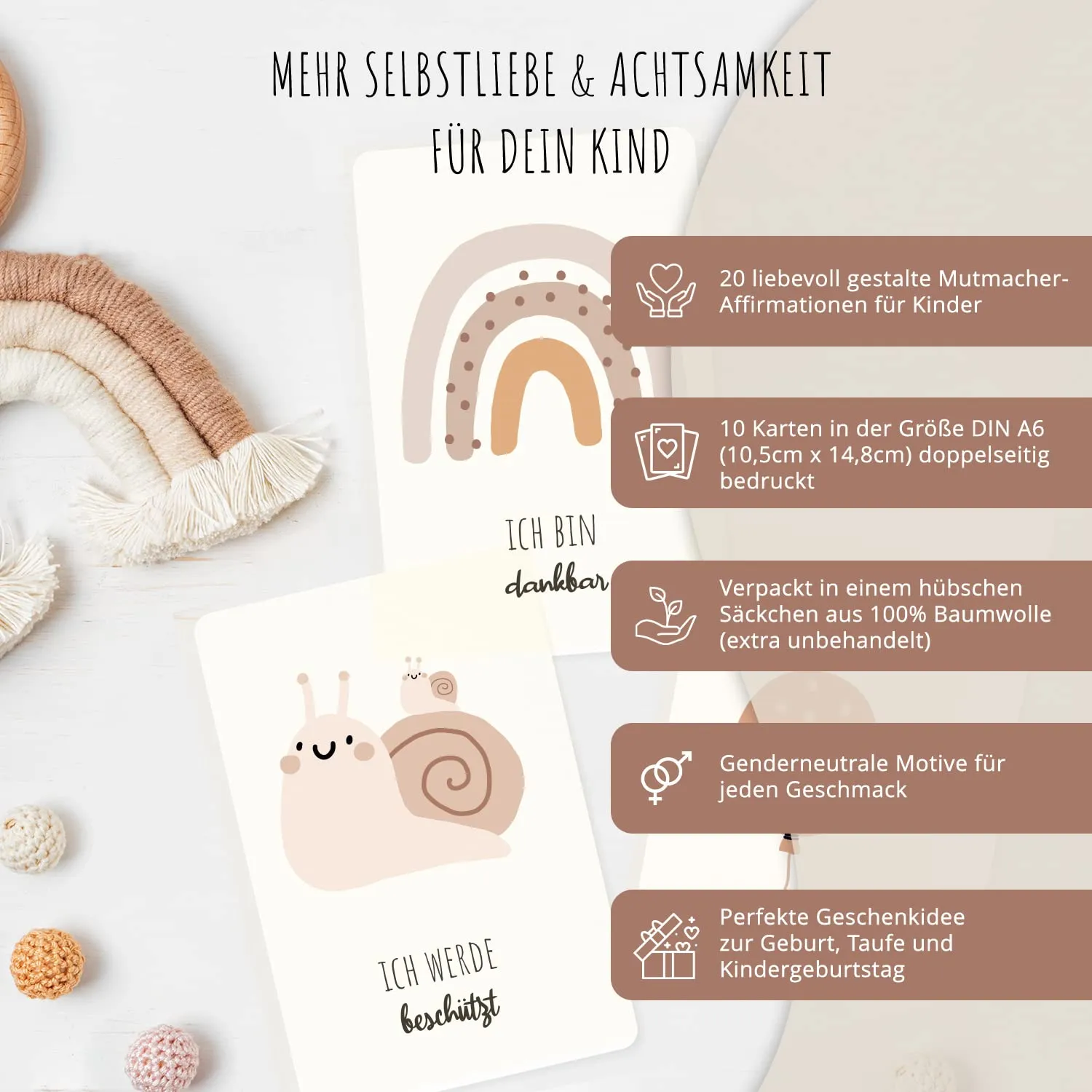 MeinBaby123 Affirmationsposter A4 6er Set mit Karten