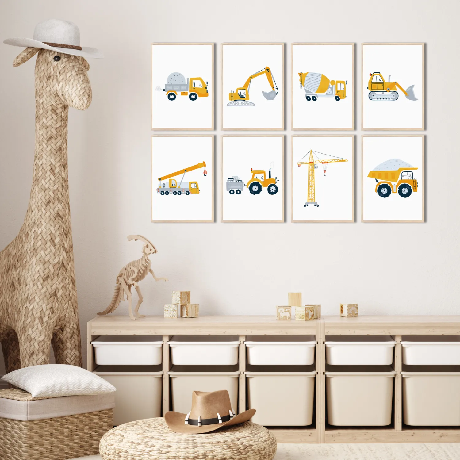 MeinBaby123 Bagger Kinderzimmerposter 8er Set A4 matt