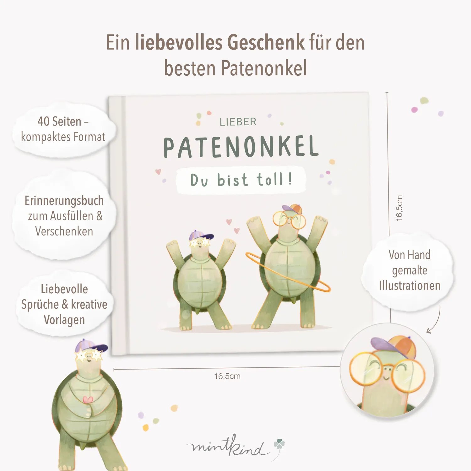 MINTKIND Lieber Patenonkel Du bist toll Geschenkbuch zum Ausfüllen