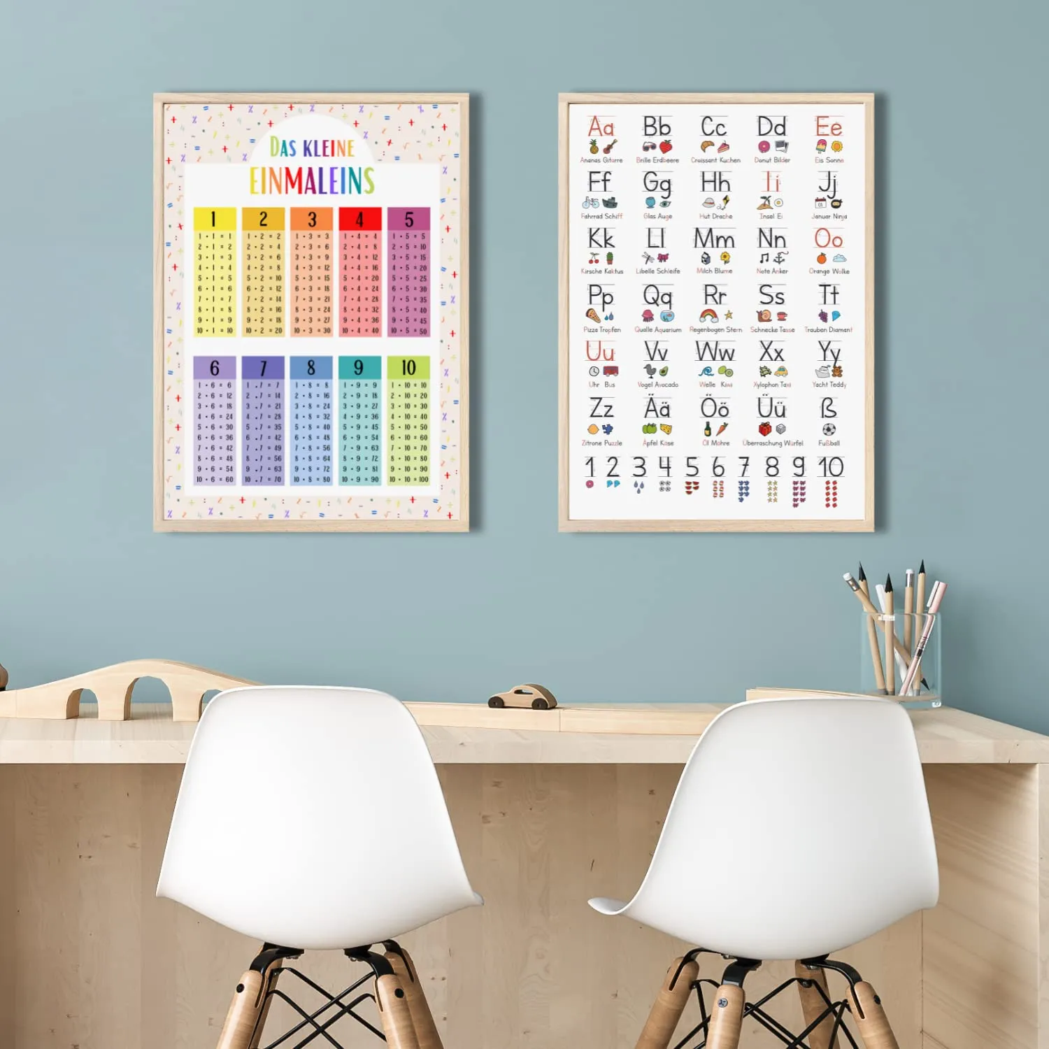 MeinBaby123 Grundschrift Einmaleins Lernposter 2er Set A2