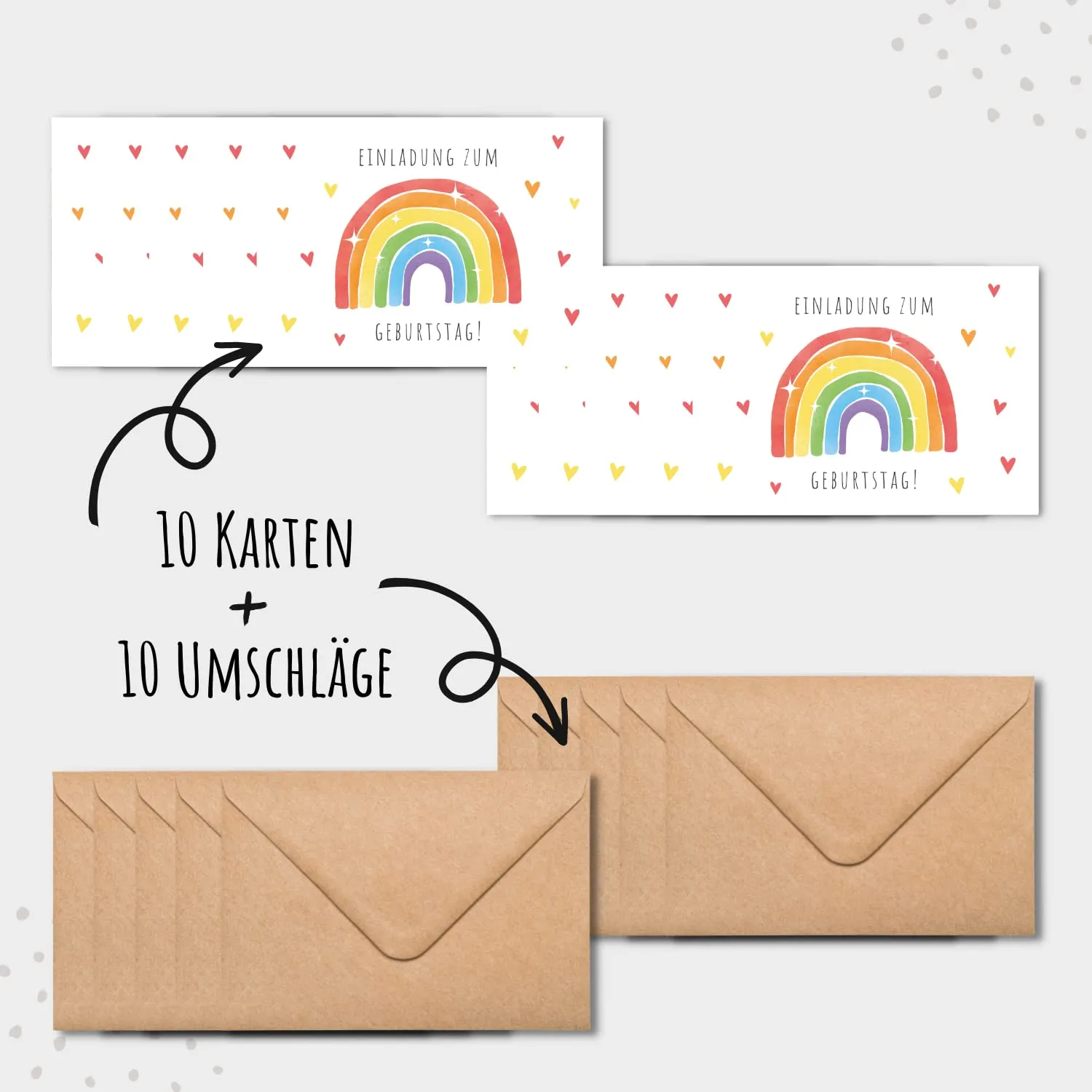 MeinBaby123 Regenbogen Einladungskarten 10er mit Umschlägen